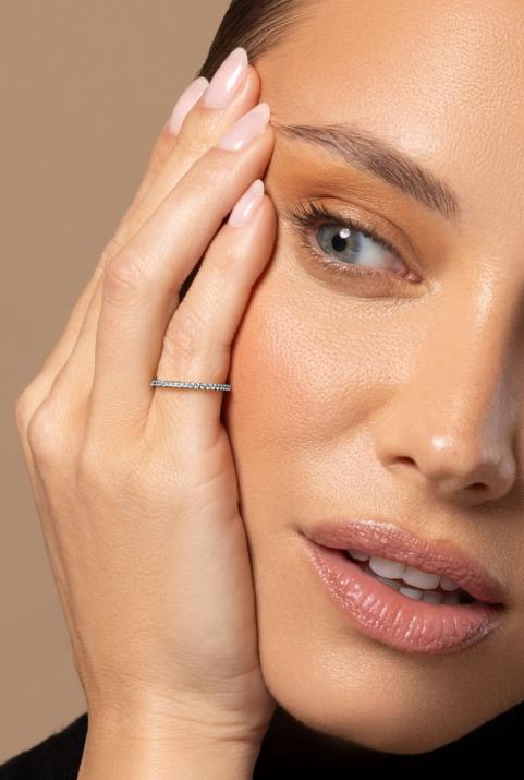 Bangle Ring with 0.346ct Round Diamond in Black Gold Prong Setting - Redline - 0++