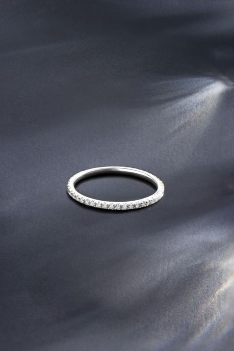 Bangle Ring with 0.346ct Round Diamond in White Gold Prong Setting - Redline - 0++