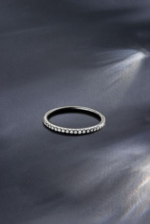 Bangle Ring with 0.346ct Round Diamond in Black Gold Prong Setting - Redline - 0++