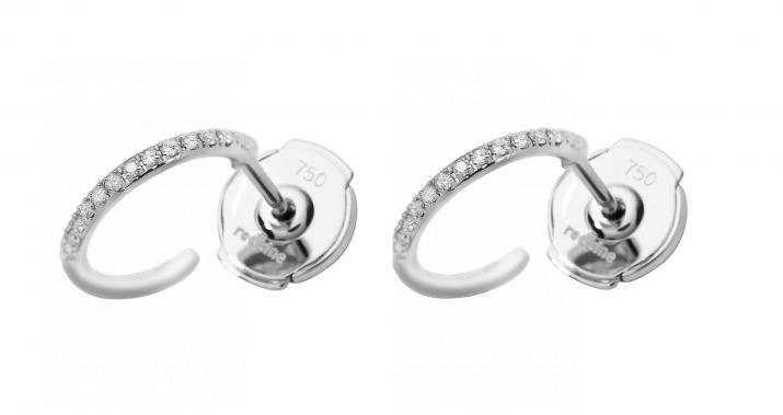 Earrings with 0.14ct Round Diamond in White Gold Pavé Setting - Redline - 0++