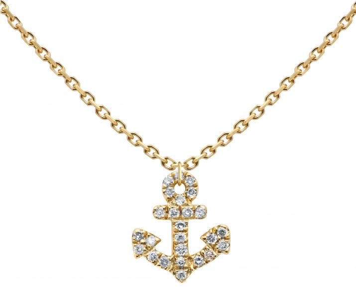 Chain Necklace For Women with 0.064ct Round Diamond in Yellow Gold Pavé Setting - Redline