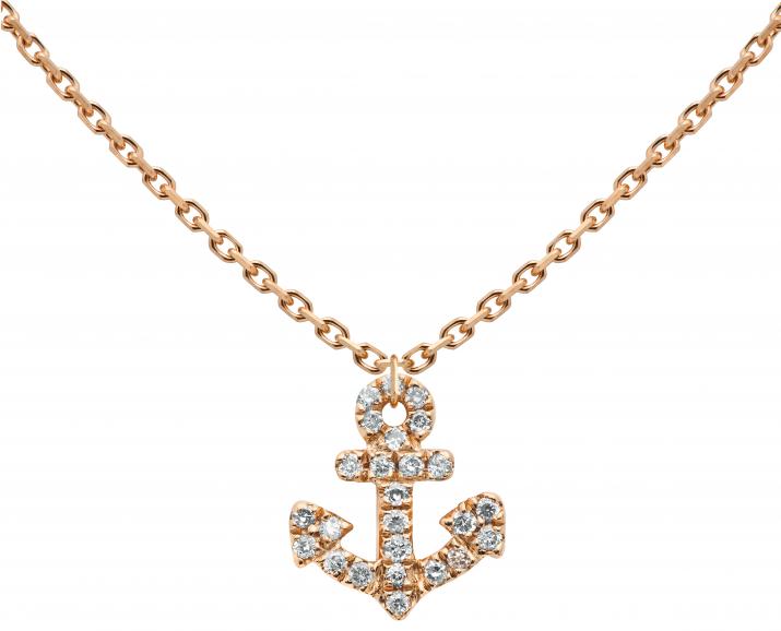 Chain Necklace For Women with 0.064ct Round Diamond in Rose Gold Pavé Setting - Redline
