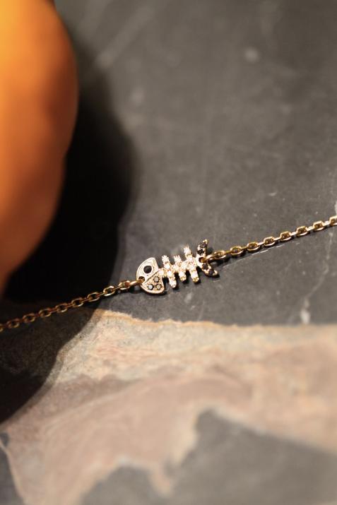 Chain Bracelet For Women with 0.065ct Round Diamond in Yellow Gold Pavé Setting - Redline - 0++