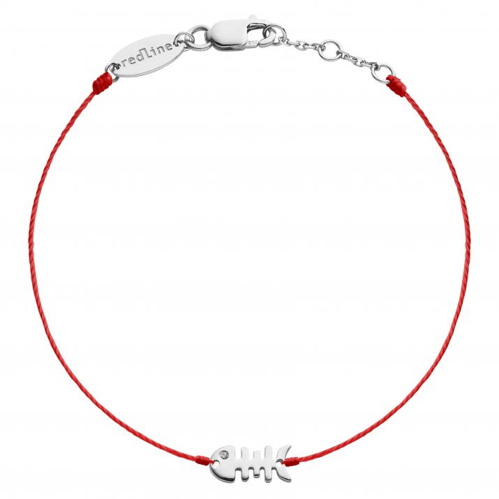 String Bracelet For Women with 0.004ct Round Diamond in White Gold Pavé Setting - Redline