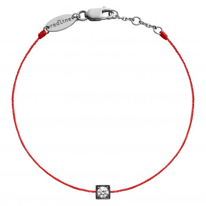 String Bracelet For Women with 0.10ct Round Diamond in Black Gold Square Setting - Redline - 0++