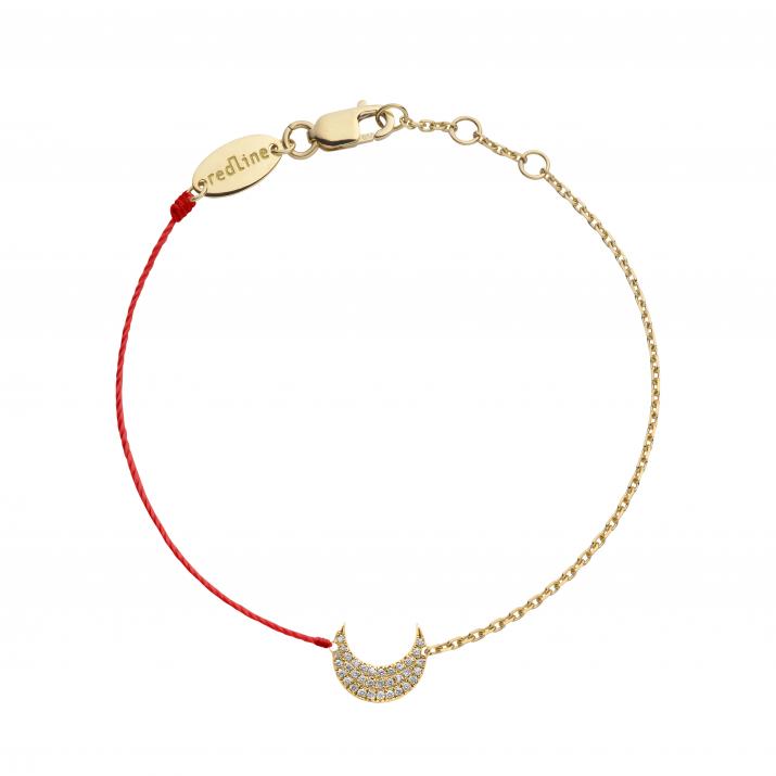 String-Chain Bracelet For Women with 0.09ct Round Diamond in Yellow Gold Pavé Setting - Redline
