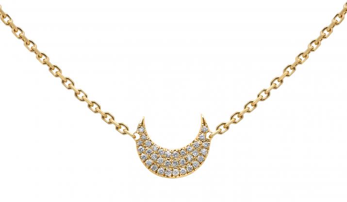 Chain Necklace For Women with 0.09ct Round Diamond in Yellow Gold Pavé Setting - Redline