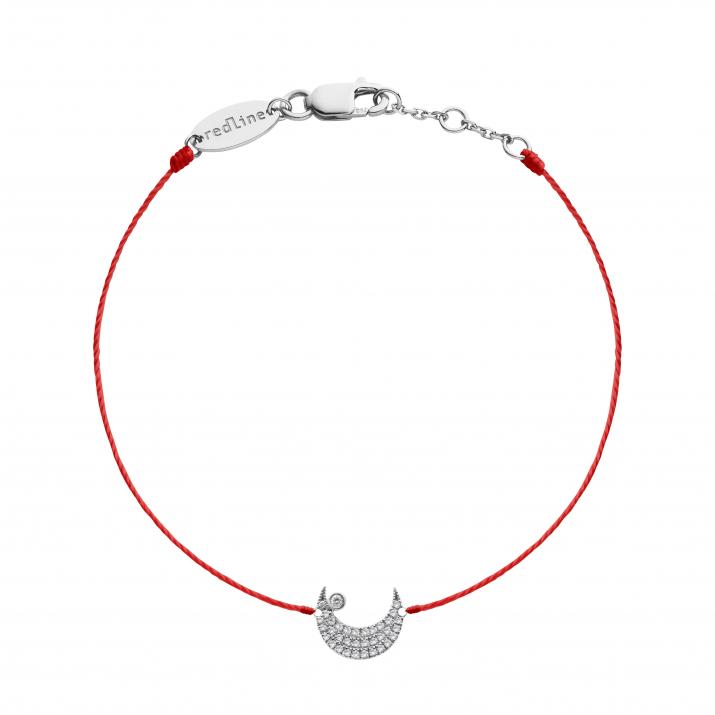 String Bracelet For Women with 0.12ct Round Diamond in White Gold Pavé Setting - Redline