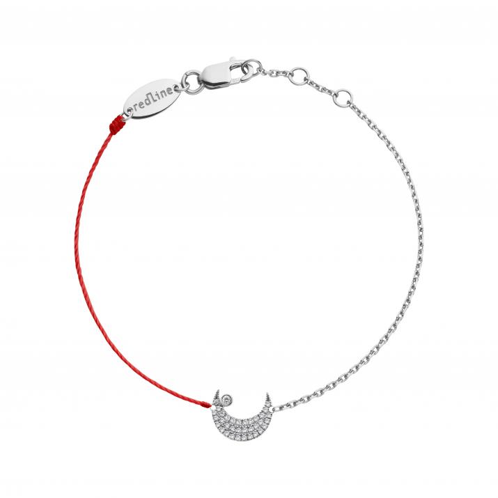 String-Chain Bracelet For Women with 0.12ct Round Diamond in White Gold Pavé Setting - Redline