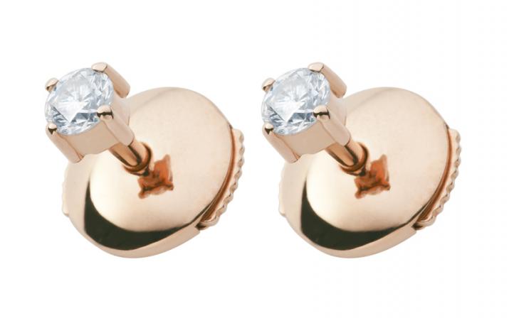 Earrings with 0.16ct Round Diamond in Rose Gold Prong Setting - Redline - 0++