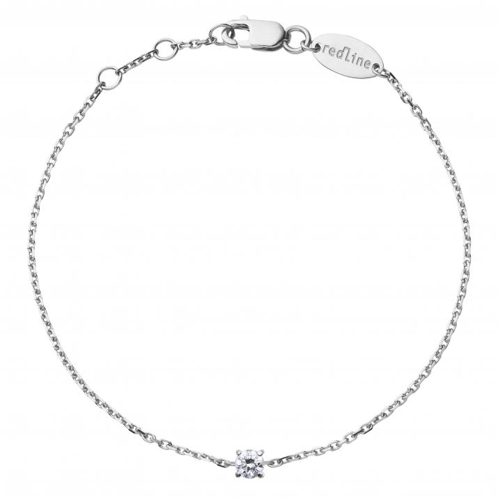 Chain Bracelet For Women with 0.08ct Round Diamond in White Gold Prong Setting - Redline - 0++