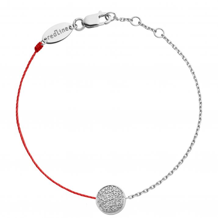 String-Chain Bracelet For Women with 0.19ct Round Diamond in White Gold Pavé Setting - Redline