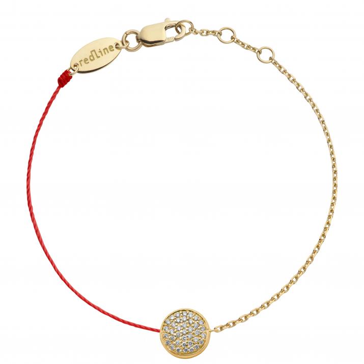 String-Chain Bracelet For Women with 0.19ct Round Diamond in Yellow Gold Pavé Setting - Redline