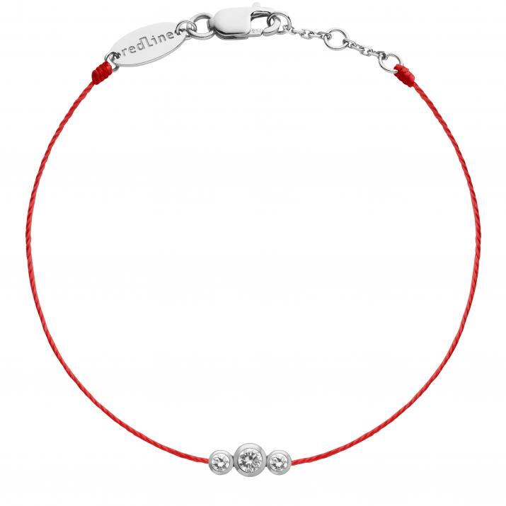 String Bracelet For Women with 0.20ct Round Diamond in White Gold Bezel Setting - Redline - 0++