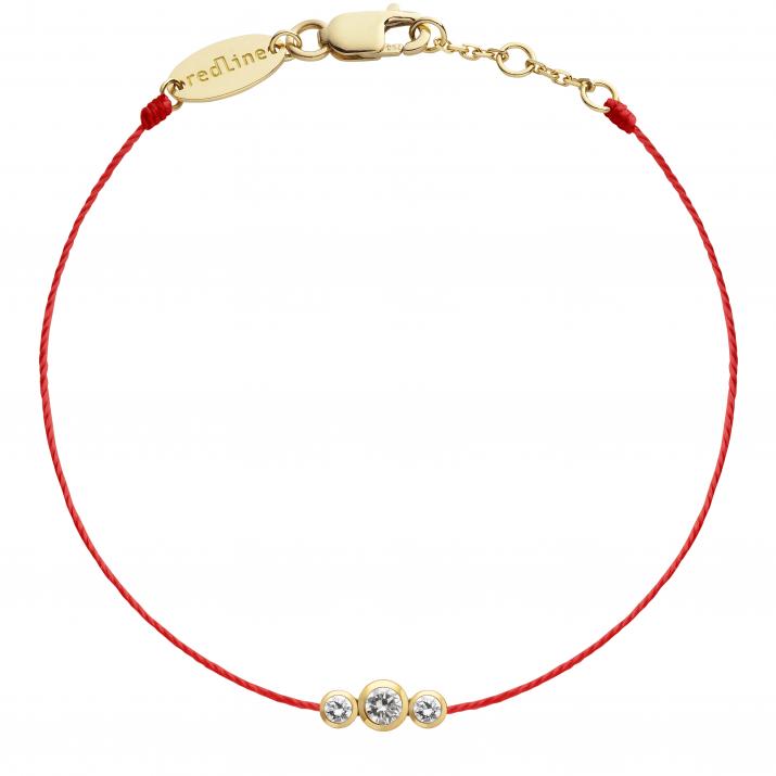 String Bracelet For Women with 0.20ct Round Diamond in Yellow Gold Bezel Setting - Redline - 0++