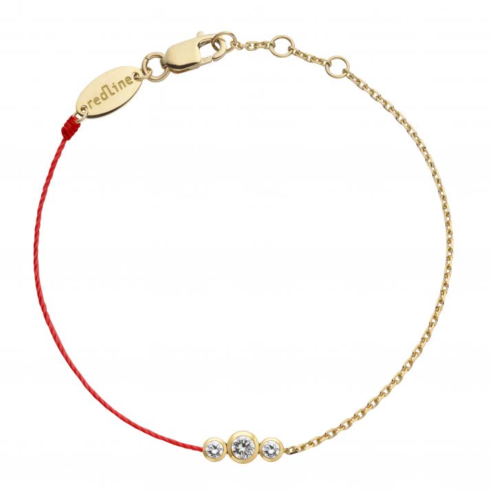 String-Chain Bracelet For Women with 0.20ct Round Diamond in Yellow Gold Bezel Setting - Redline - 0++