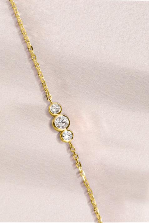 Chain Bracelet For Women with 0.20ct Round Diamond in Yellow Gold Bezel Setting - Redline - 0++