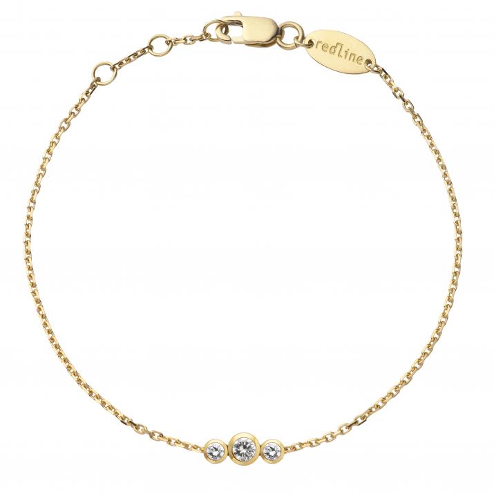 Chain Bracelet For Women with 0.20ct Round Diamond in Yellow Gold Bezel Setting - Redline - 0++