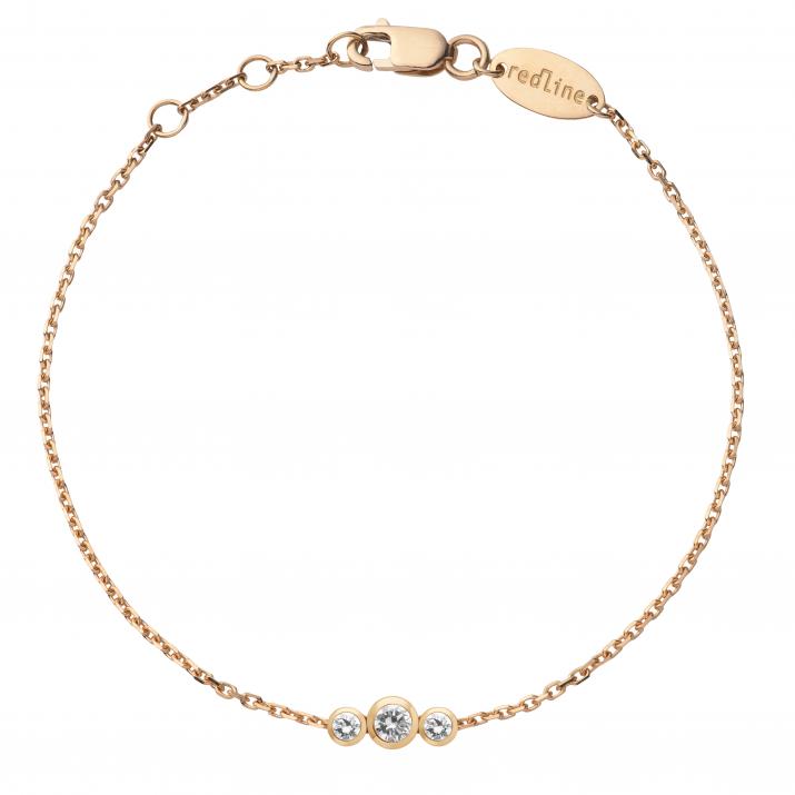 Chain Bracelet For Women with 0.20ct Round Diamond in Rose Gold Bezel Setting - Redline - 0++