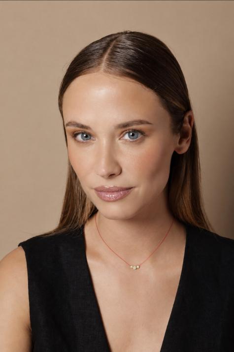 String Necklace For Women with 0.20ct Round Diamond in Yellow Gold Bezel Setting - Redline - 0++