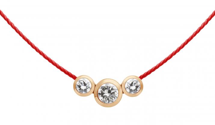 String Necklace For Women with 0.20ct Round Diamond in Rose Gold Bezel Setting - Redline - 0++