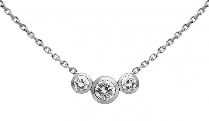 Chain Necklace For Women with 0.20ct Round Diamond in White Gold Bezel Setting - Redline - 0++