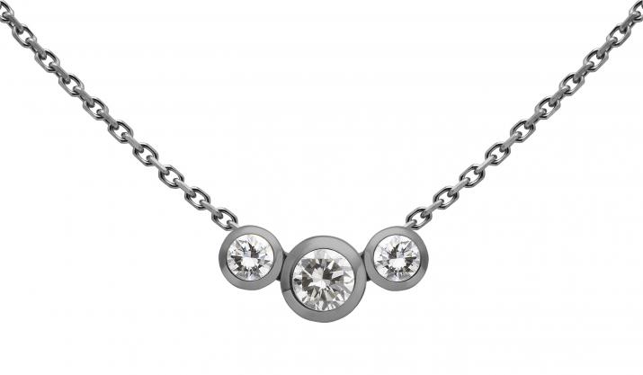 Chain Necklace For Women with 0.20ct Round Diamond in Black Gold Bezel Setting - Redline - 0++