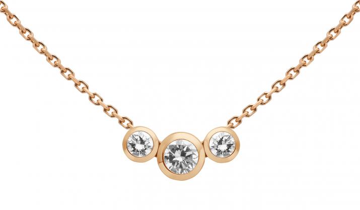 Chain Necklace For Women with 0.20ct Round Diamond in Rose Gold Bezel Setting - Redline - 0++