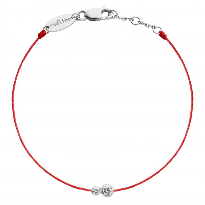 String Bracelet For Women with 0.15ct Round Diamond in White Gold Bezel Setting - Redline - 0++