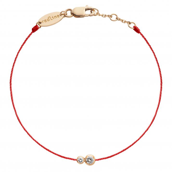 String Bracelet For Women with 0.15ct Round Diamond in Rose Gold Bezel Setting - Redline - 0++