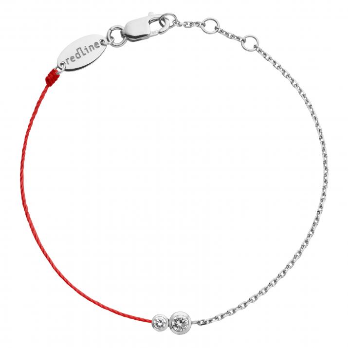 String-Chain Bracelet For Women with 0.15ct Round Diamond in White Gold Bezel Setting - Redline - 0++
