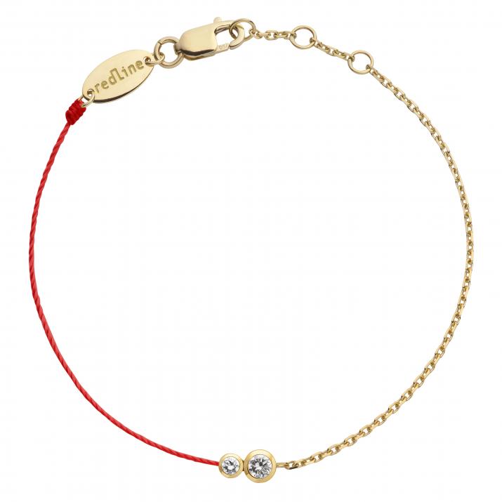 String-Chain Bracelet For Women with 0.15ct Round Diamond in Yellow Gold Bezel Setting - Redline - 0++