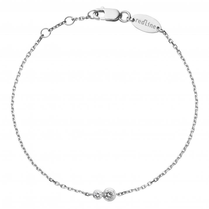 Chain Bracelet For Men with 0.15ct Round Diamond in White Gold Bezel Setting - Redline - 0++