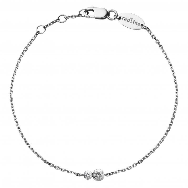 Chain Bracelet For Women with 0.15ct Round Diamond in Black Gold Bezel Setting - Redline - 0++