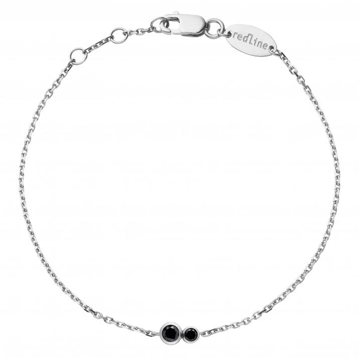 Chain Bracelet For Men with 0.15ct Round Black Diamond in White Gold Bezel Setting - Redline
