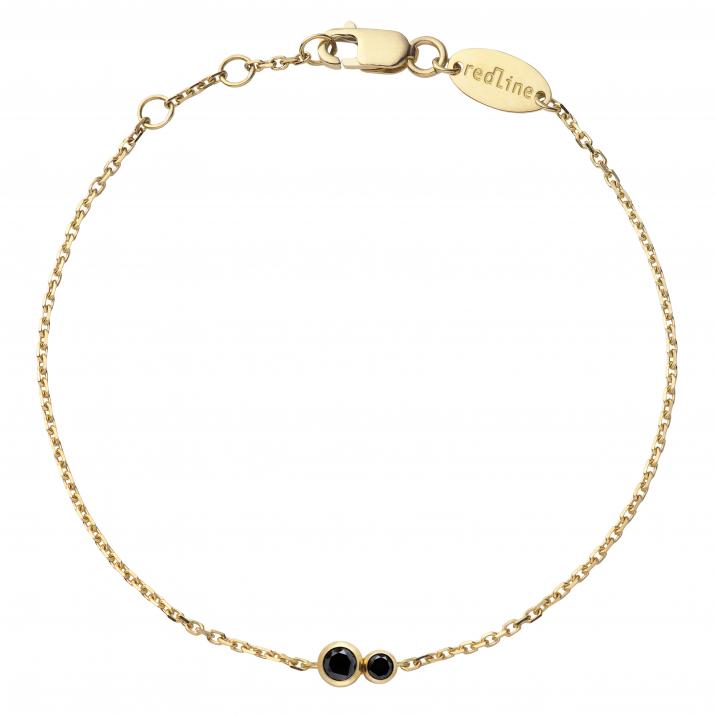 Chain Bracelet For Women with 0.15ct Round Black Diamond in Yellow Gold Bezel Setting - Redline