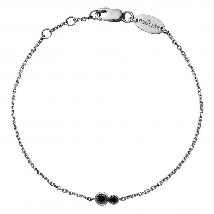 Chain Bracelet For Men with 0.15ct Round Black Diamond in Black Gold Bezel Setting - Redline