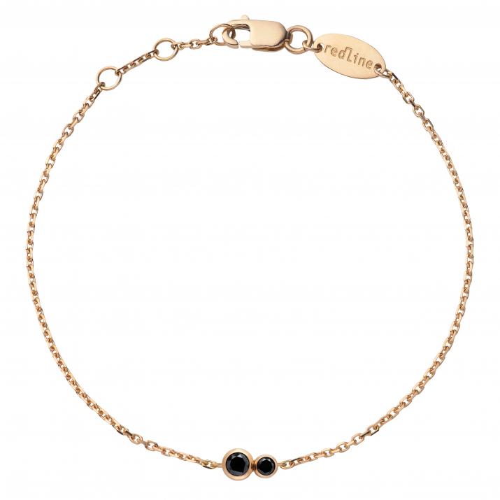 Chain Bracelet For Men with 0.15ct Round Black Diamond in Rose Gold Bezel Setting - Redline