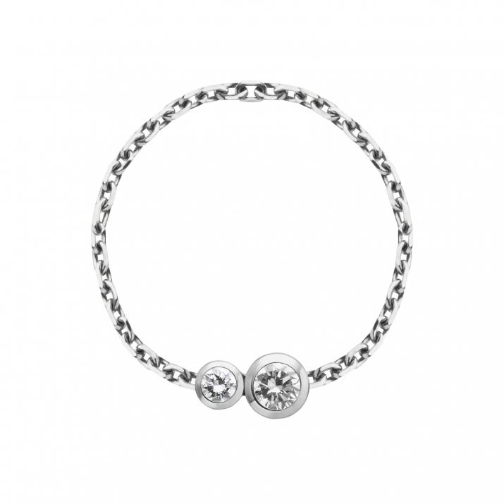 Chain Ring with 0.15ct Round Diamond in White Gold Bezel Setting - Redline - 0++