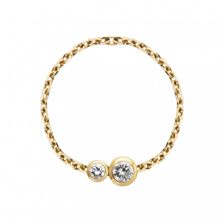 Chain Ring with 0.15ct Round Diamond in Yellow Gold Bezel Setting - Redline - 0++