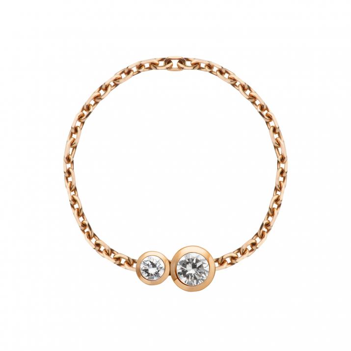 Chain Ring with 0.15ct Round Diamond in Rose Gold Bezel Setting - Redline - 0++
