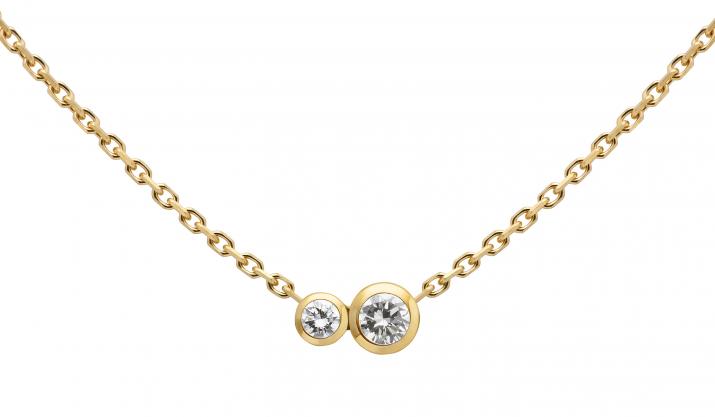 Chain Necklace For Women with 0.15ct Round Diamond in Yellow Gold Bezel Setting - Redline - 0++