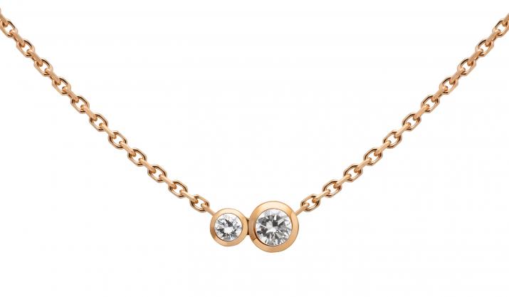 Chain Necklace For Women with 0.15ct Round Diamond in Rose Gold Bezel Setting - Redline - 0++