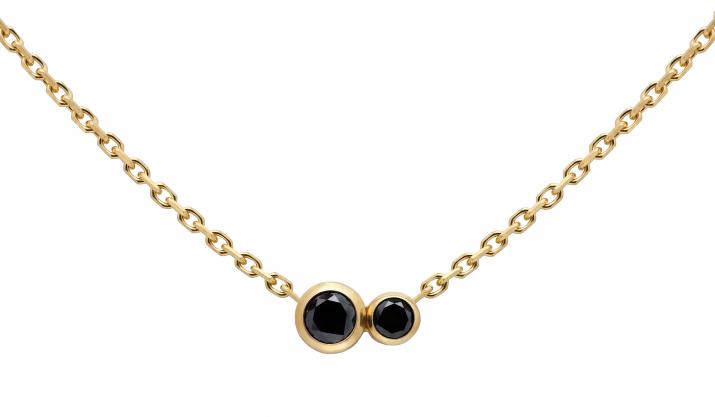 Chain Necklace For Women with 0.15ct Round Black Diamond in Yellow Gold Bezel Setting - Redline
