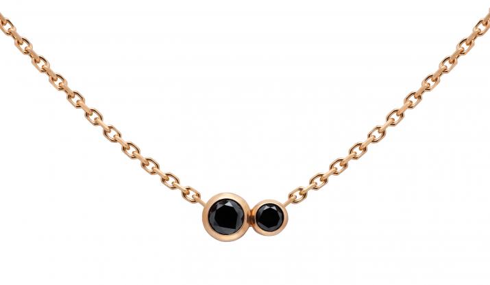 Chain Necklace For Women with 0.15ct Round Black Diamond in Rose Gold Bezel Setting - Redline