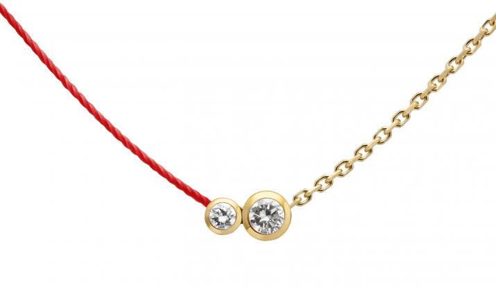 String-Chain Necklace with 0.15ct Round Diamond in Yellow Gold Bezel Setting - Redline
