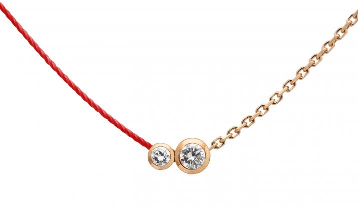 String-Chain Necklace with 0.15ct Round Diamond in Rose Gold Bezel Setting - Redline