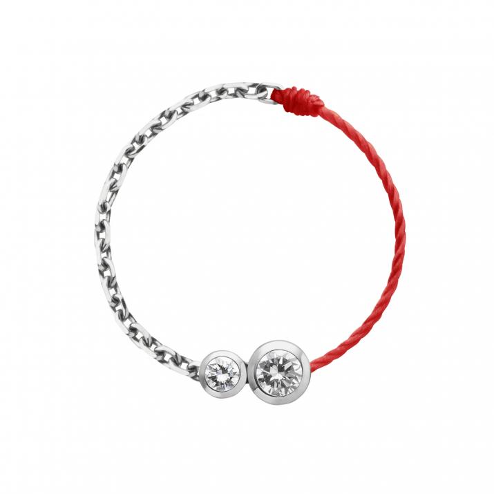 String Ring with 0.15ct Round Diamond in White Gold Bezel Setting - Redline - 0++