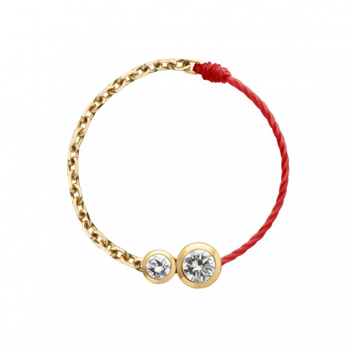 String Ring with 0.15ct Round Diamond in Yellow Gold Bezel Setting - Redline - 0++