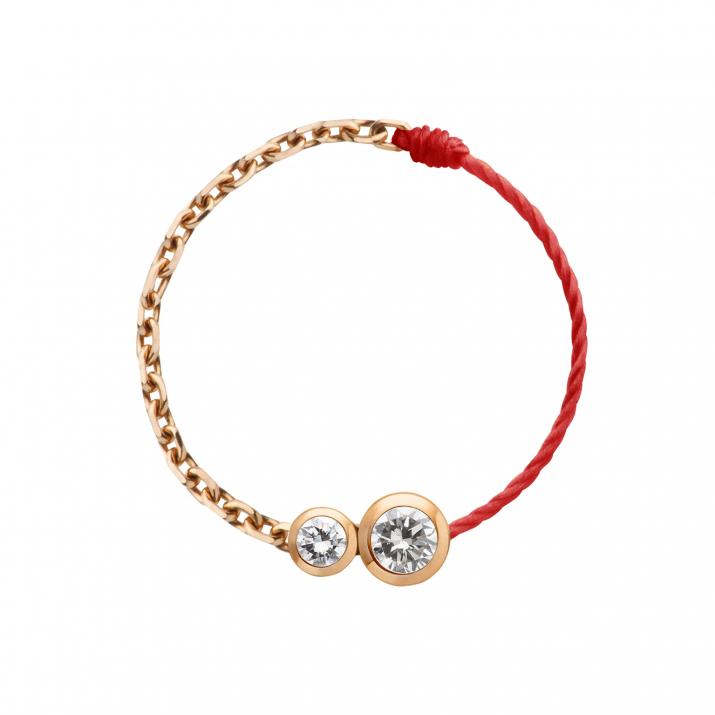 String Ring with 0.15ct Round Diamond in Rose Gold Bezel Setting - Redline - 0++